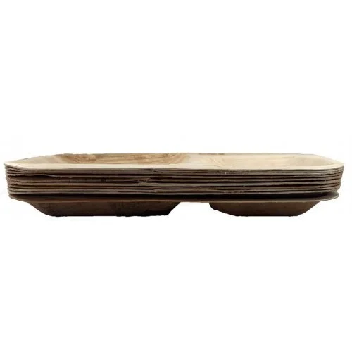 Palm Leaf Plate with 3 Compartments - 10"x7" - Pk 10*