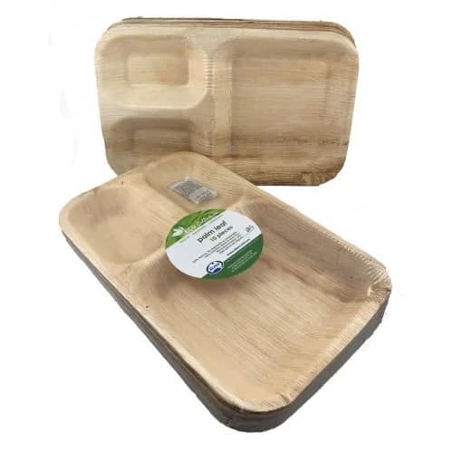 Palm Leaf Plate with 3 Compartments - 10"x7" - Pk 10*