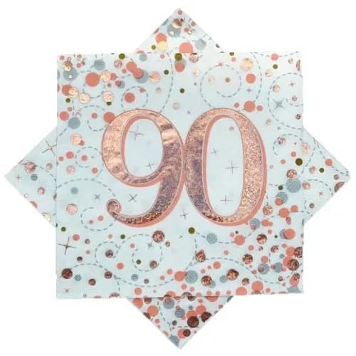 Sparkling Fizz Rose Gold "90" Napkins - Pk 16