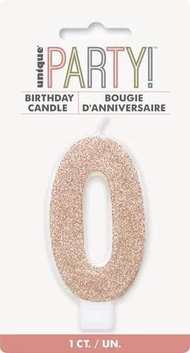 Rose Gold Numeral Candle 0