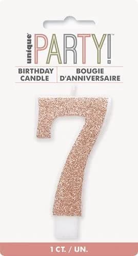 Rose Gold Numeral Candle 7