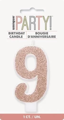 Rose Gold Numeral Candle 9
