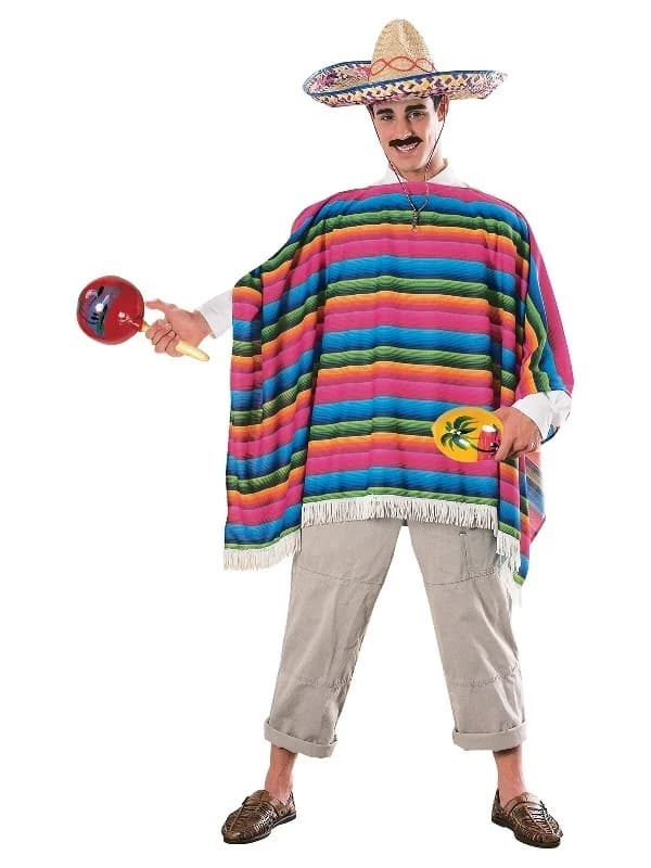 Adult Mexican Serape and Hat Set