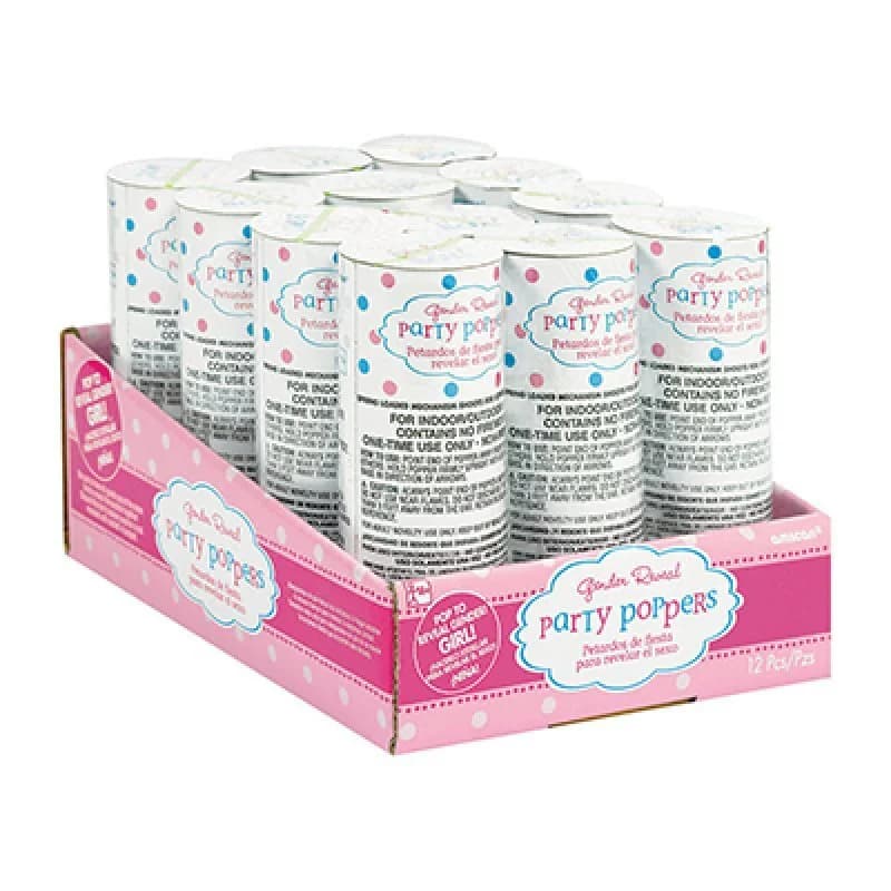 Gender Reveal Confetti Poppers (Girl) - Pk 12