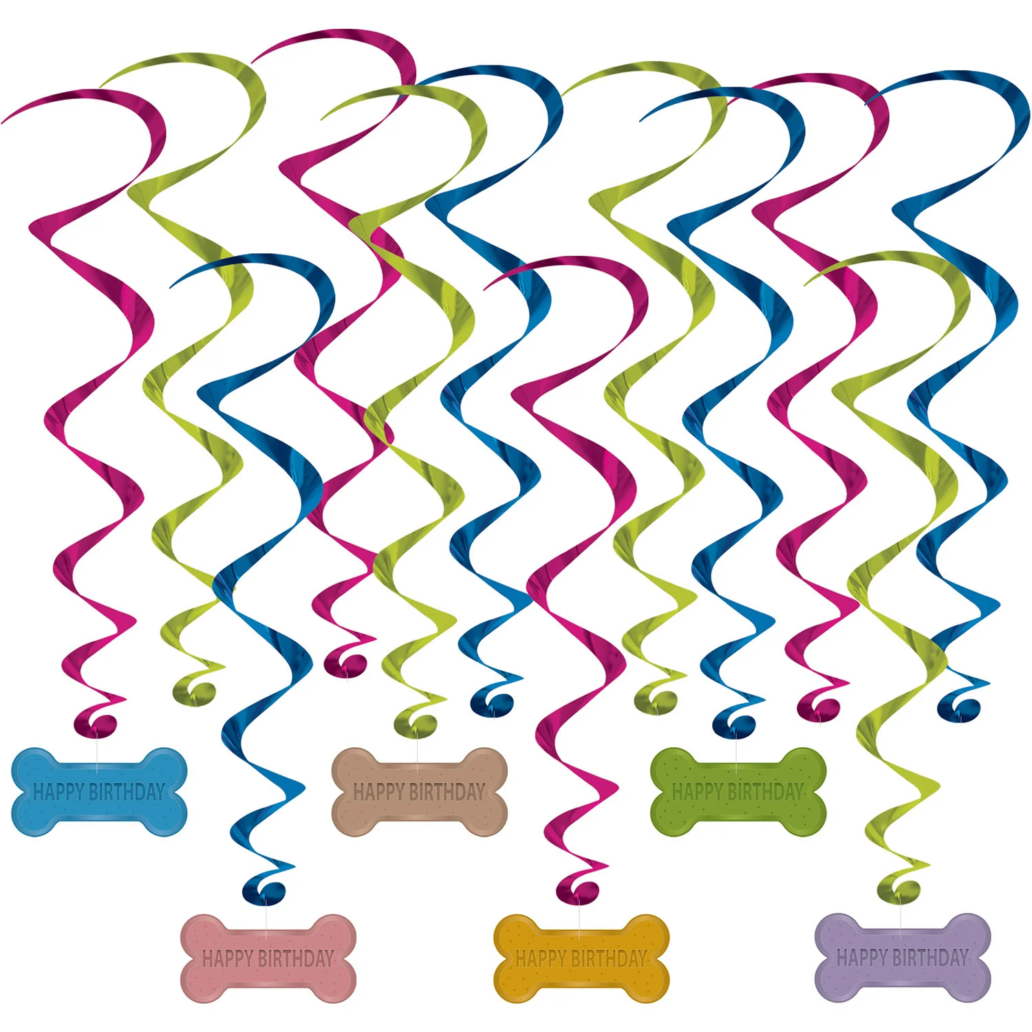 Puppy Bone Birthday Whirls - Pk 12**