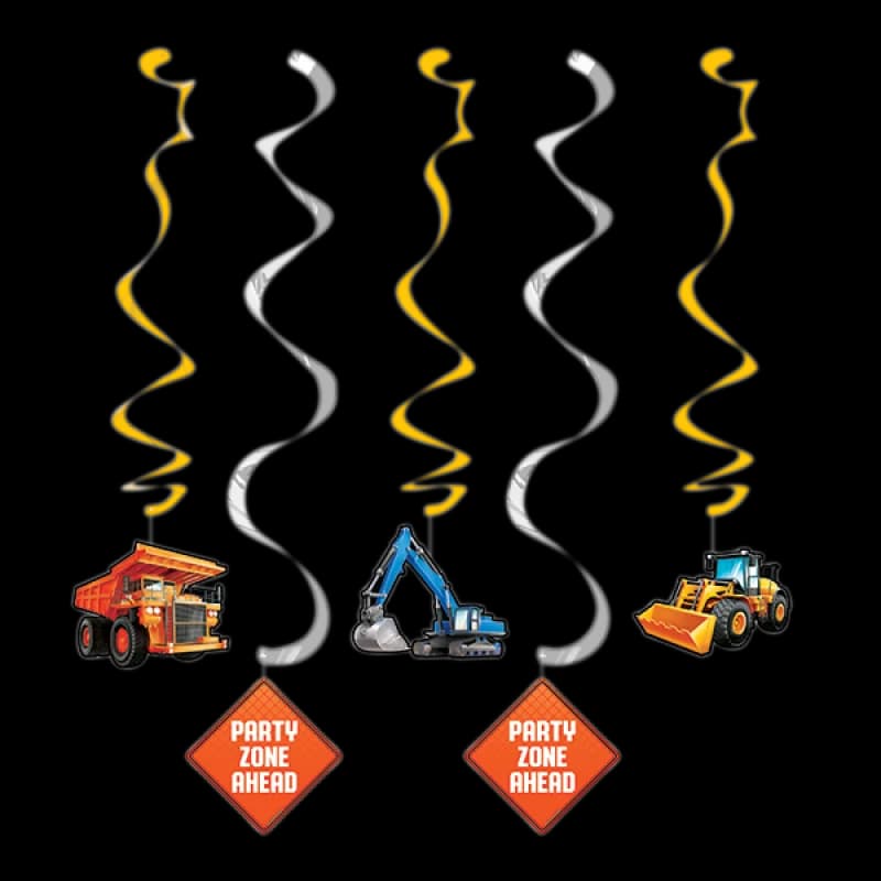 Big Dig Construction Hanging Swirls - Pk 5