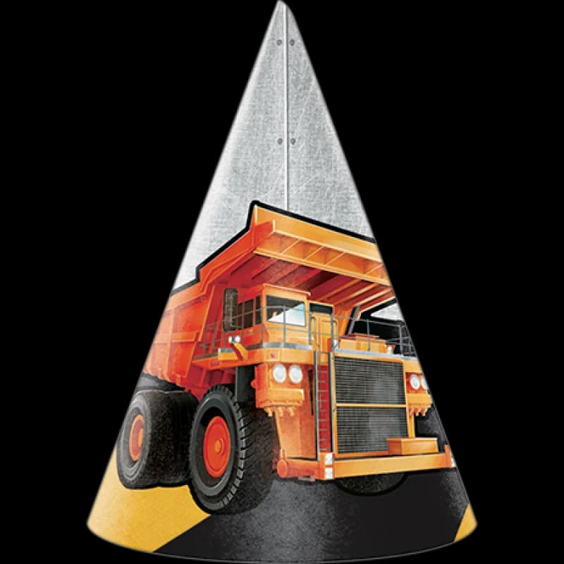 Big Dig Construction Child Party Hats - Pk 8