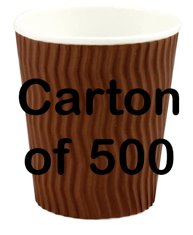 500 x 8OZ Brown Wave Coffee Cups