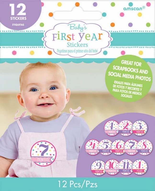 Baby Girl's First Year Stickers 12 Pack
