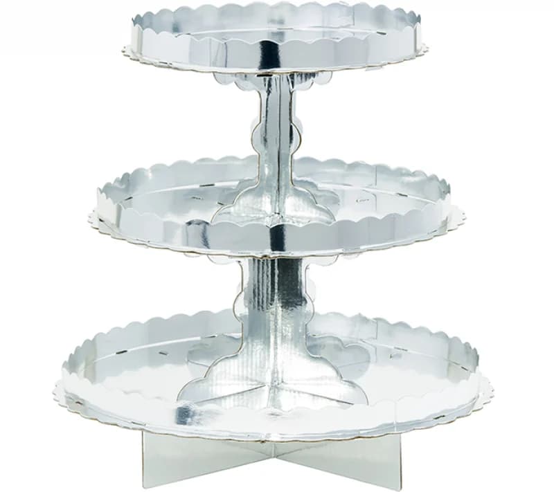 3 Tier Cupcake/Treat Stands - Metallic Silver