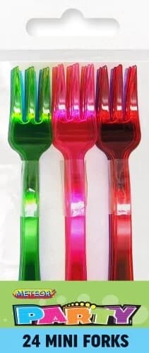 10cm Mini Neon Forks - Pk 24