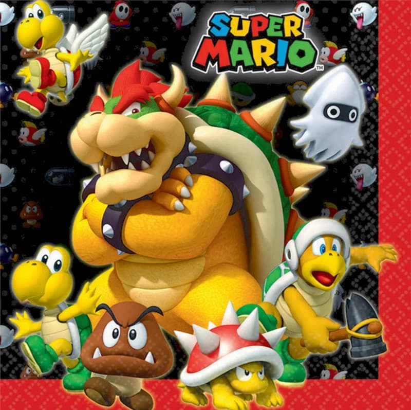 Super Mario Bowser Paper Napkins - Pk 16