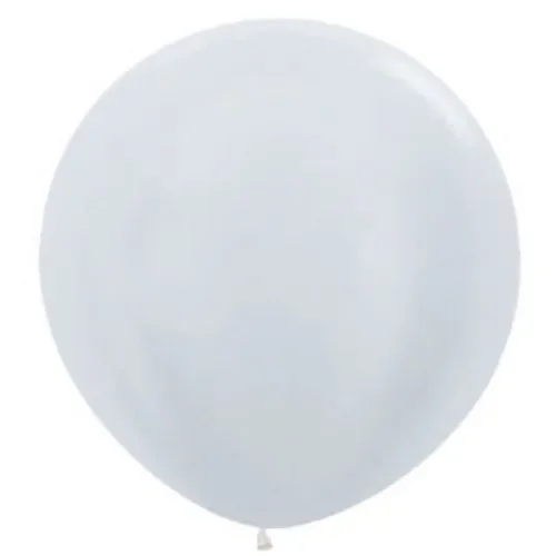 90cm Satin White Latex Balloons - Pk 3