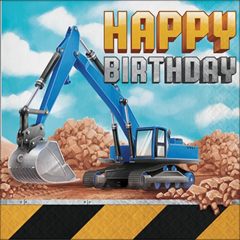 Big Dig Happy Birthday Lunch Napkin - Pk 16