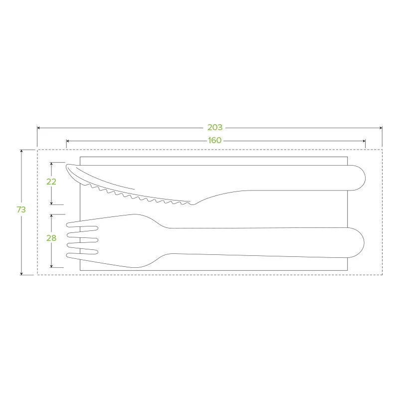 16cm Wooden Knife, Fork & Napkin Set - Pk 100