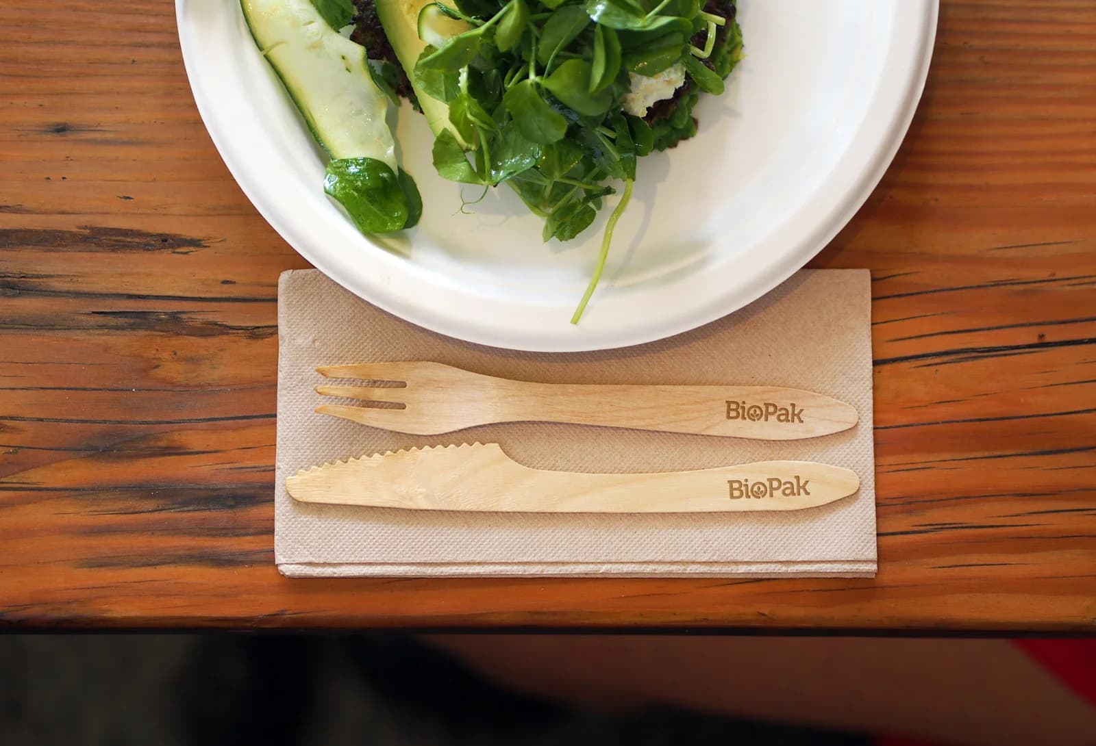 16cm Wooden Knife, Fork & Napkin Set - Pk 100