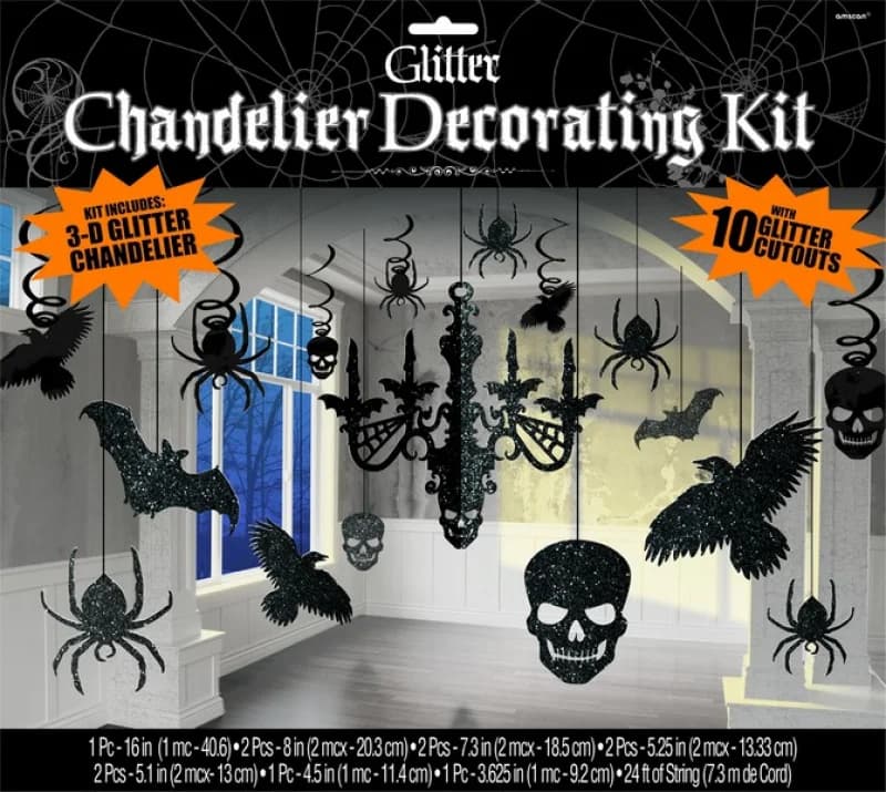 Chandelier Decorating Kit Glittered Cardboard - Pk 17