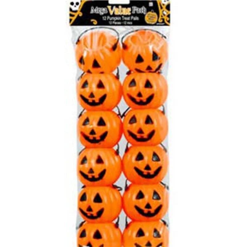Pumpkin Smiling Treat Pails Plastic - Pk 12