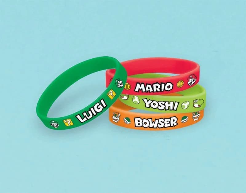 Super Mario Rubber Wristbands - Pk 6