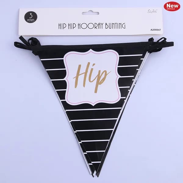 Black Glam "Hip Hip Hooray" Bunting (3m)**