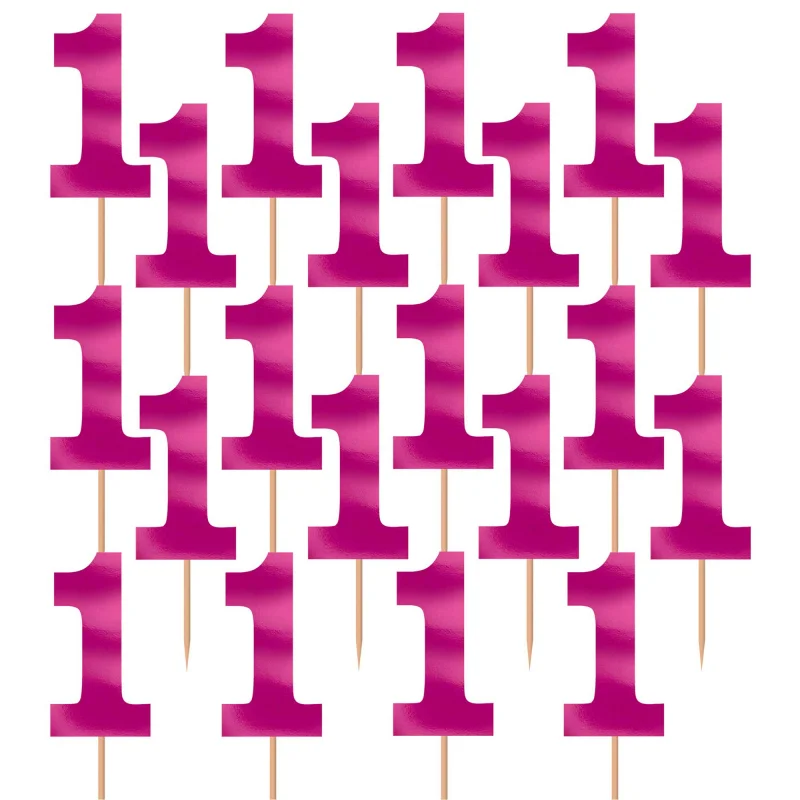 1st Birthday Pink Cupcake Toppers - Pk 36