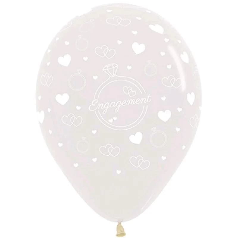 12" Engagement Print Latex Balloons - Pk 25