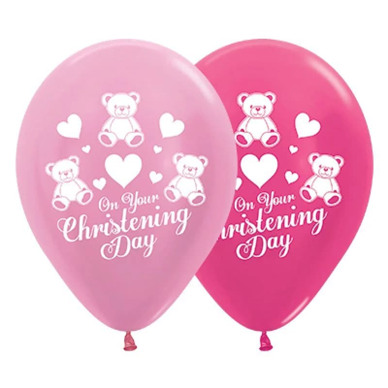 12" Christening Girl Balloons - Pk 6