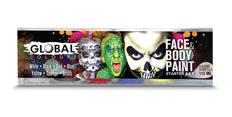 Face and Body Paint Kit - 5 colours + Sponge + Brush