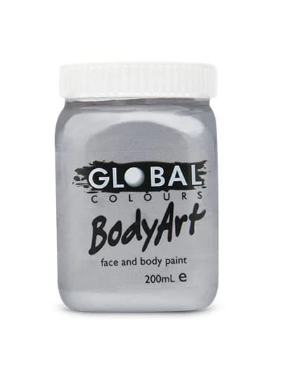 Global Metallic Silver Body & Face Paint - 200ml - AUS made
