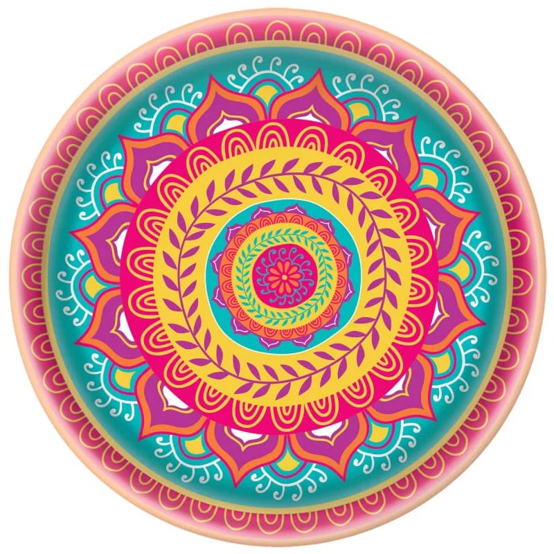 Diwali Rangoli Melamine Platter (34cm)