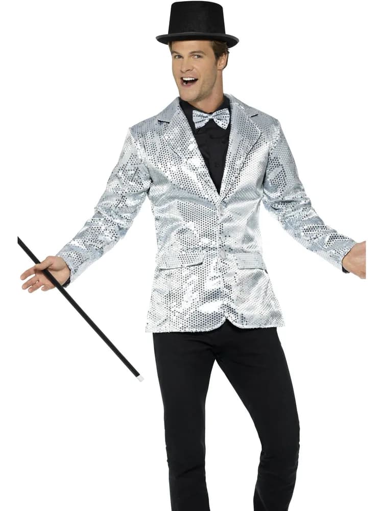 Men's Silver Sequin Disco Jacket