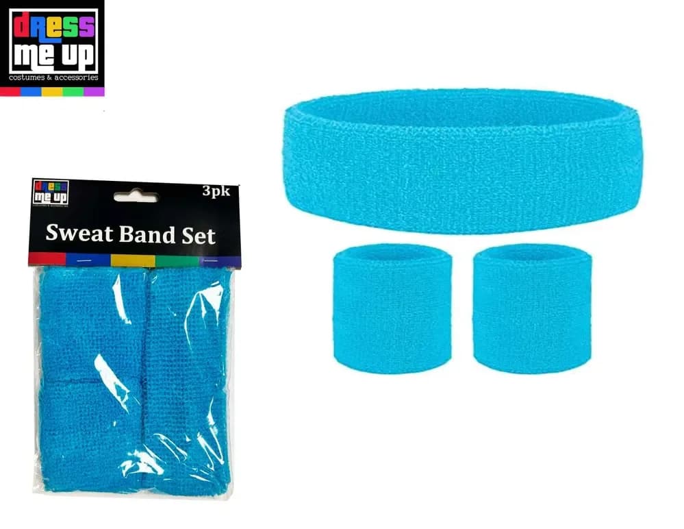 Neon Blue Headband & Sweatband Set