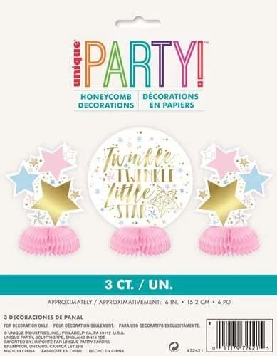 Twinkle Little Star Table Honeycomb Decoration - Pk 3