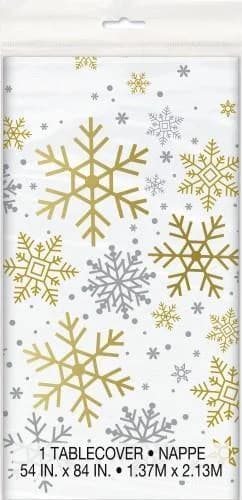 Gold & Silver Snowflake Rectangle Plastic Tablecover (137x213cm)