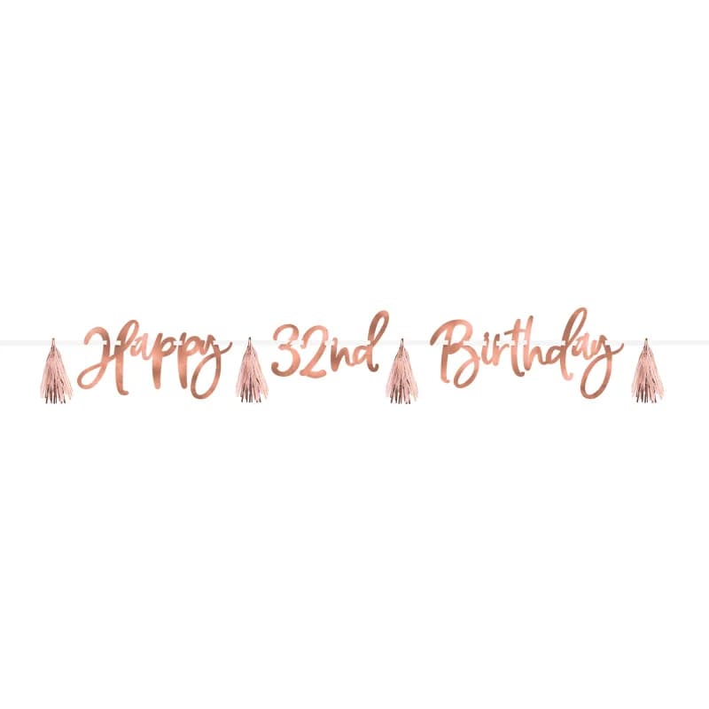 Customizable Happy Number Birthday Rose Gold Banner Kit