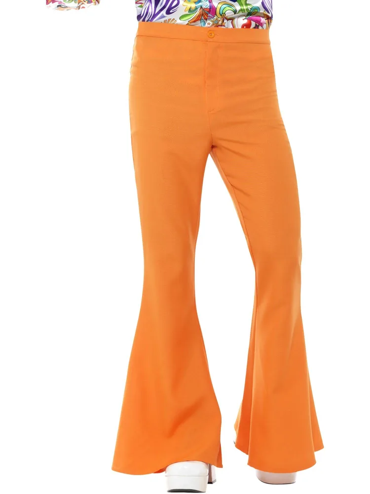 Mens Orange Flared Trousers