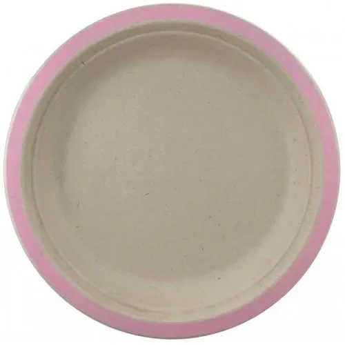 Pink Rim Sugarcane Plates (18cm) - Pk 10