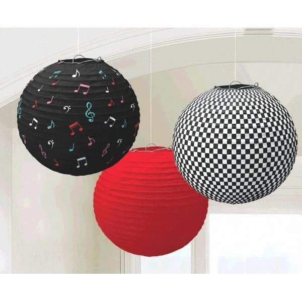 Classic 50s Round Paper Lanterns - Pk 3