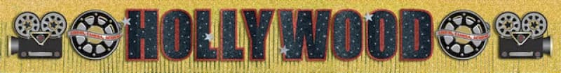 "Hollywood" Gold Foil Fringed Banner (3m)