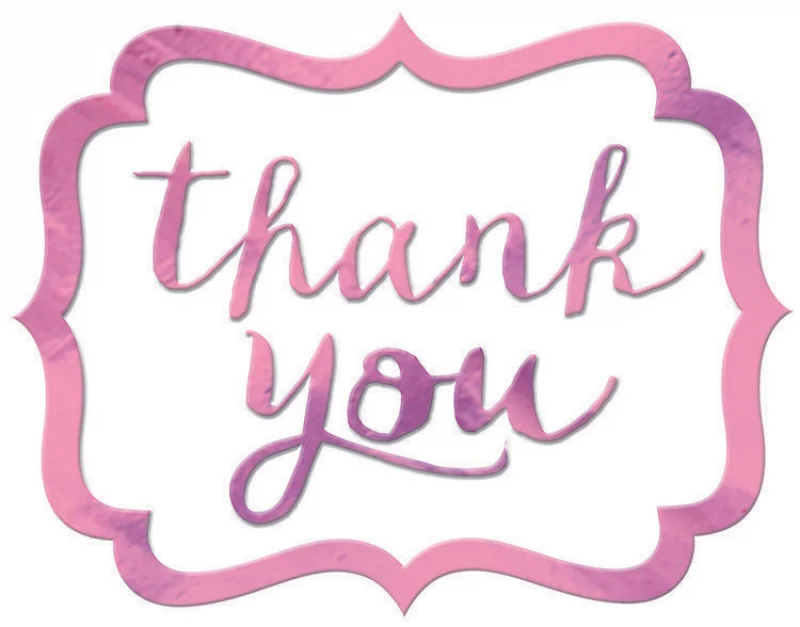 Pink Thank You Stickers - 50pcs