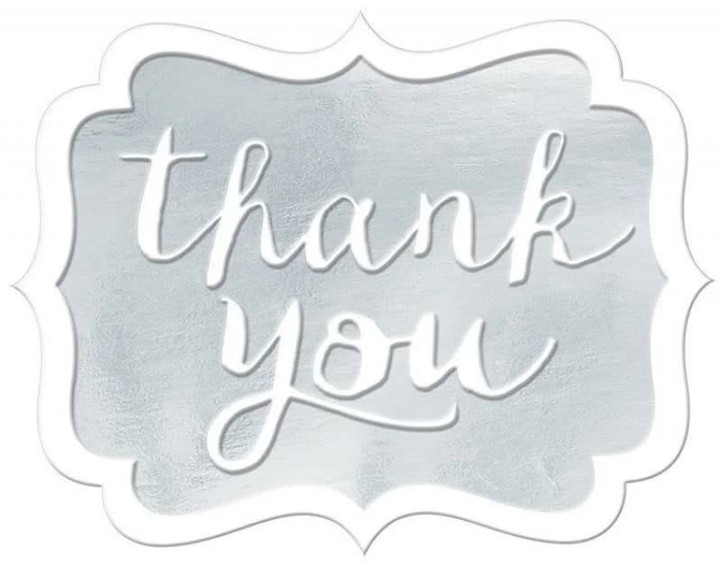 White Thank You Stickers - 50 pcs