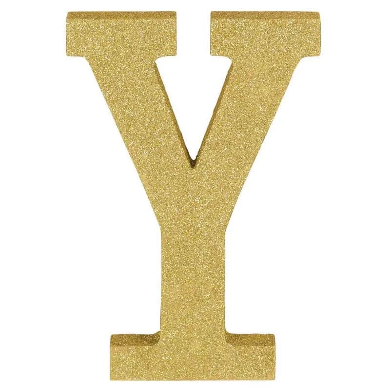 Letter Y Gold Glitter Decoration