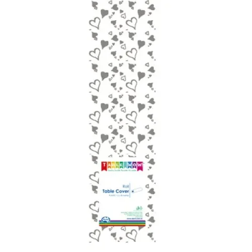 Silver Heart Table Cover Roll 30M