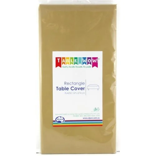 Gold Rectangle Plastic Tablecover 137 x 274cm