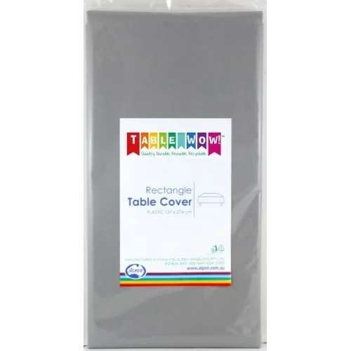 Silver Rectangle Plastic Tablecover 137 x 274cm