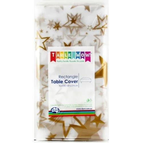 Gold Stars Plastic Rectangle Tablecover (137x274cm)