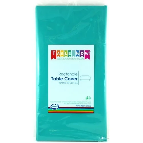 Teal Rectangle Plastic Tablecover 137 x 274cm