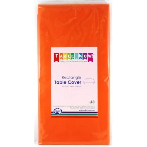 Orange Rectangle Plastic Tablecover 137 x 274cm