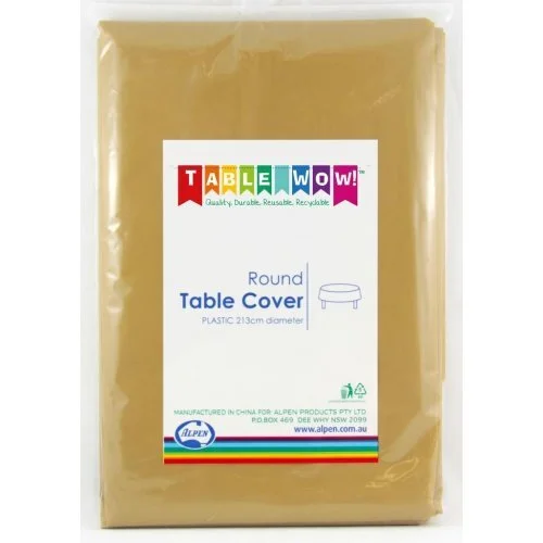 Gold Round Plastic Tablecover 213cm
