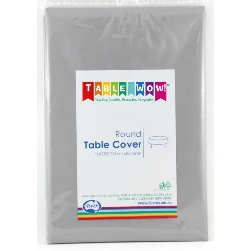 Silver Round Plastic Tablecover 213cm